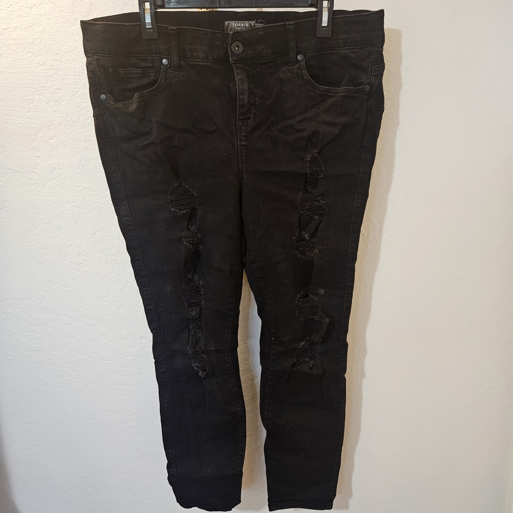 Torrid Black Ripped Skinny Jeans